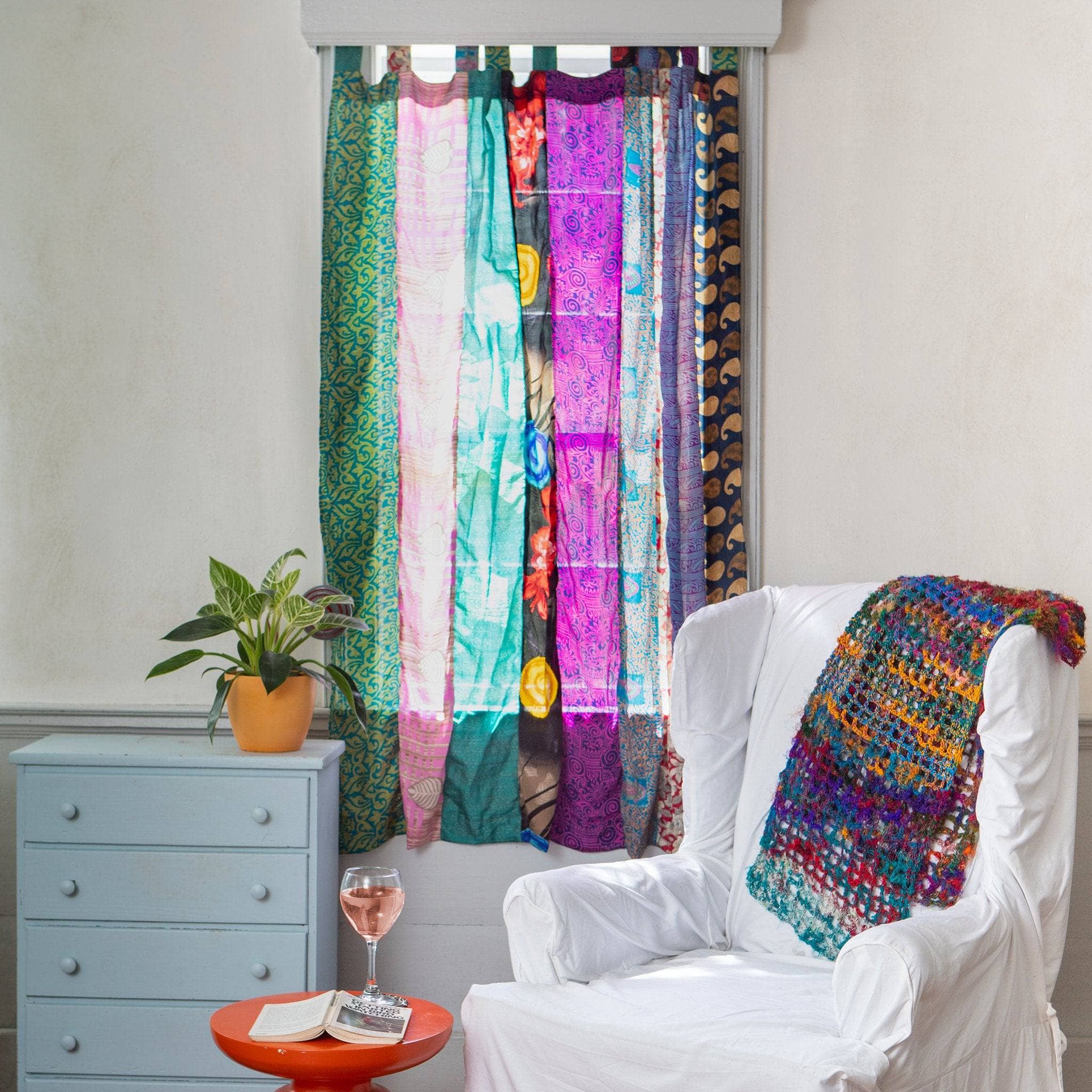 Rainbow Oasis Drapes – Upcycled Boho Curtains
